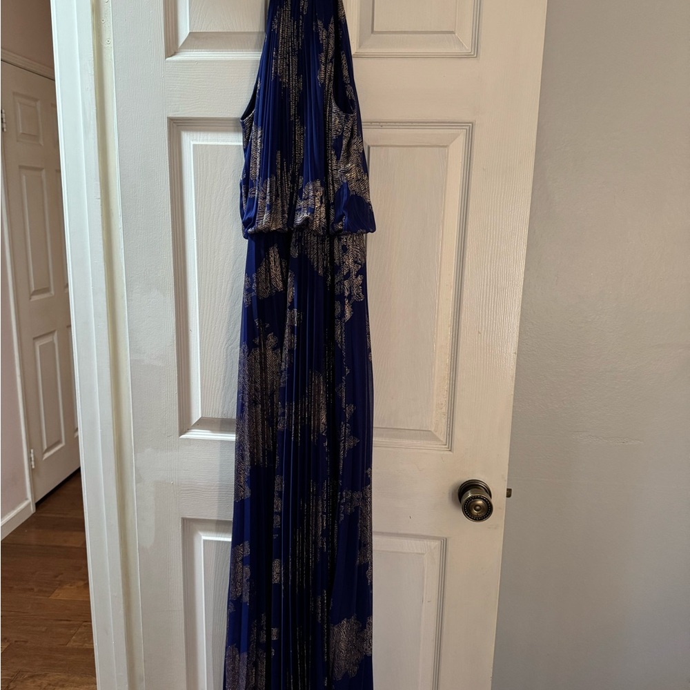 MSK Blue and Gold Maxi Dress